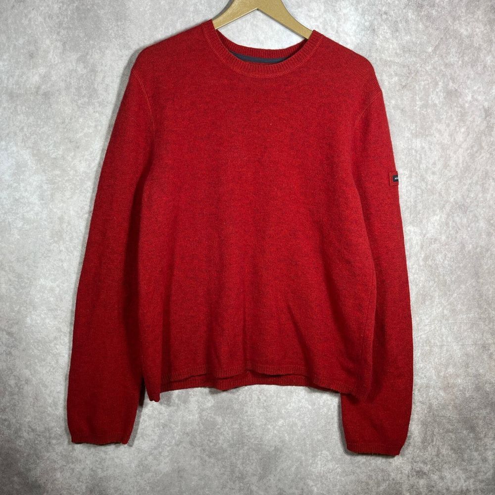 Abercrombie & Fitch Sweater Mens Size XL Red Knit Lambswool Blend Crew Neck